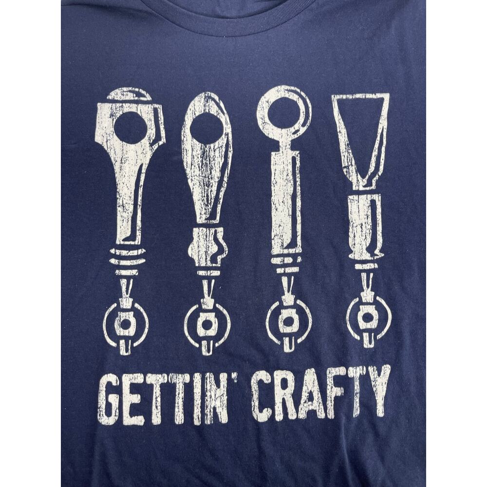 Gettin' Crafty — Craft Beer Tap 100% Cotton Blue Graphic T-shirt — Size 3XL XXXL